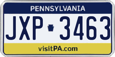 PA license plate JXP3463