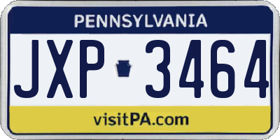PA license plate JXP3464