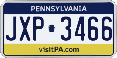 PA license plate JXP3466