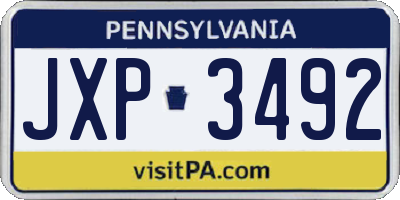 PA license plate JXP3492