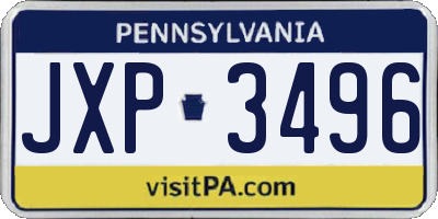 PA license plate JXP3496