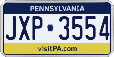 PA license plate JXP3554