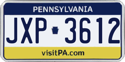 PA license plate JXP3612