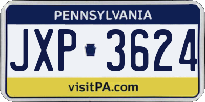 PA license plate JXP3624