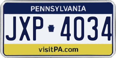 PA license plate JXP4034