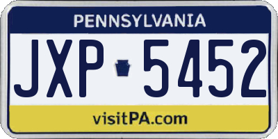PA license plate JXP5452