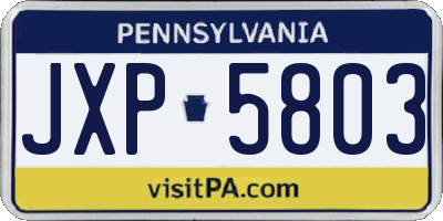 PA license plate JXP5803
