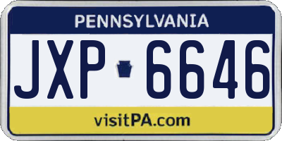 PA license plate JXP6646