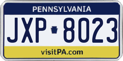 PA license plate JXP8023