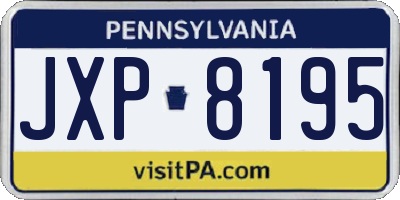 PA license plate JXP8195