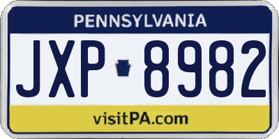 PA license plate JXP8982