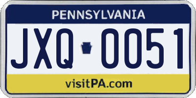 PA license plate JXQ0051