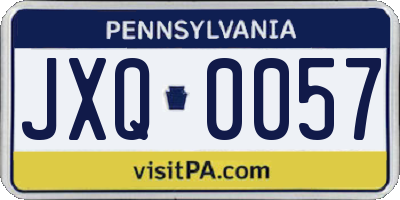 PA license plate JXQ0057