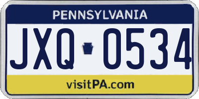 PA license plate JXQ0534