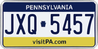 PA license plate JXQ5457
