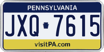 PA license plate JXQ7615