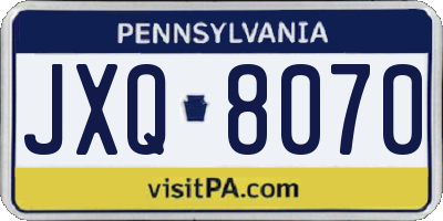 PA license plate JXQ8070