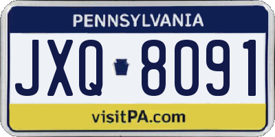 PA license plate JXQ8091