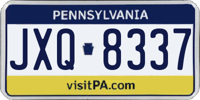 PA license plate JXQ8337