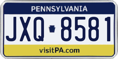 PA license plate JXQ8581