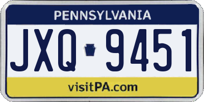 PA license plate JXQ9451