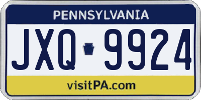 PA license plate JXQ9924