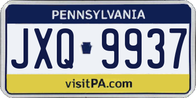 PA license plate JXQ9937