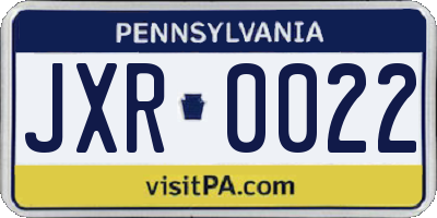PA license plate JXR0022