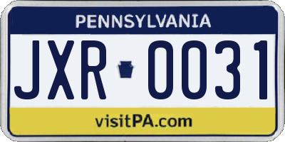 PA license plate JXR0031
