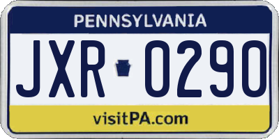 PA license plate JXR0290