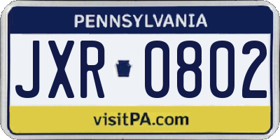 PA license plate JXR0802