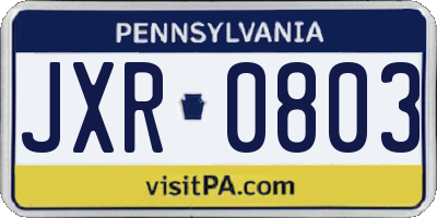 PA license plate JXR0803