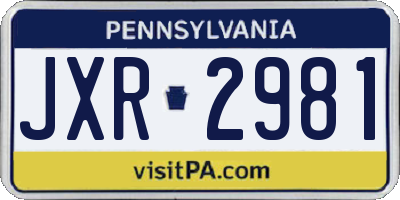 PA license plate JXR2981