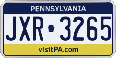 PA license plate JXR3265