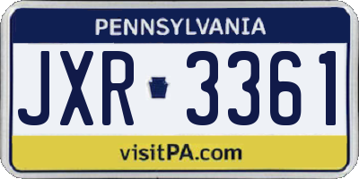 PA license plate JXR3361