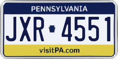PA license plate JXR4551
