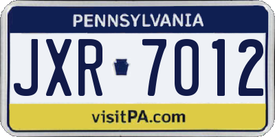 PA license plate JXR7012