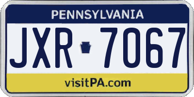PA license plate JXR7067