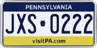 PA license plate JXS0222