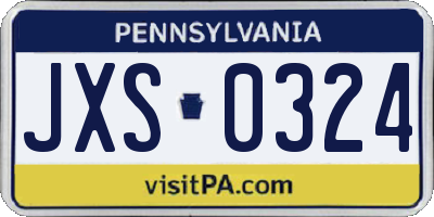 PA license plate JXS0324