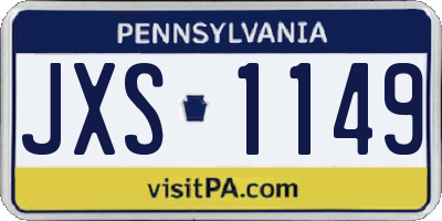PA license plate JXS1149