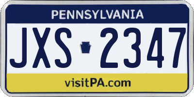 PA license plate JXS2347