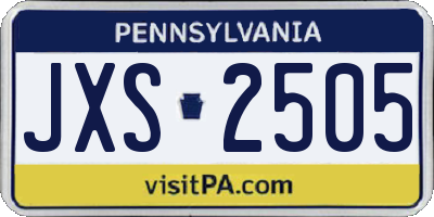 PA license plate JXS2505