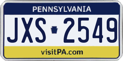 PA license plate JXS2549