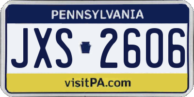 PA license plate JXS2606