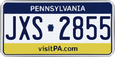 PA license plate JXS2855