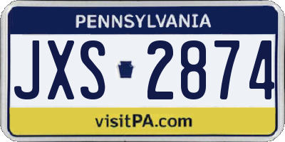 PA license plate JXS2874