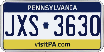 PA license plate JXS3630