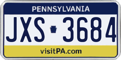 PA license plate JXS3684