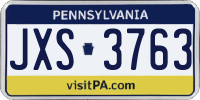 PA license plate JXS3763